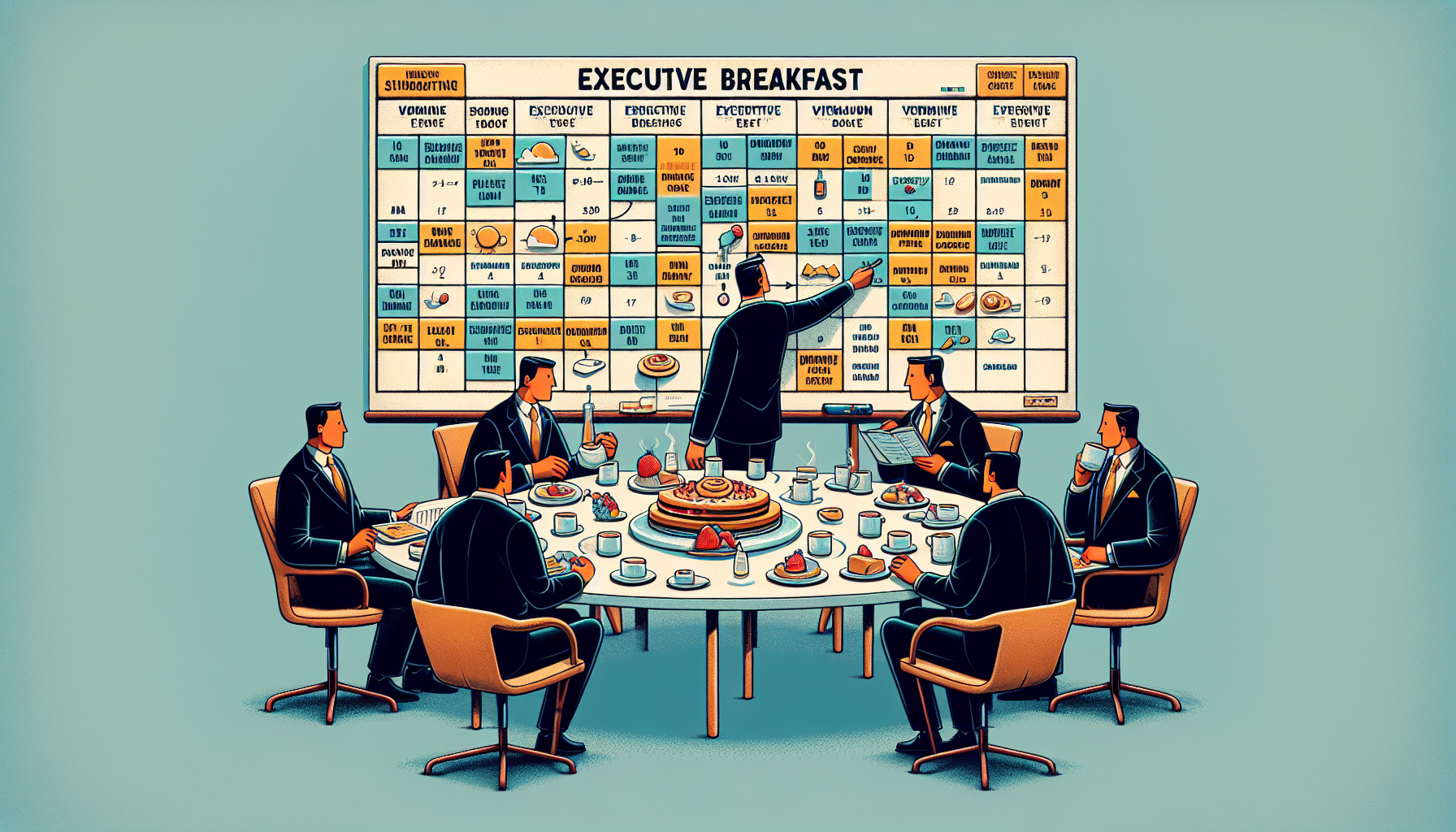 gráfica mostrando una agenda de desayuno ejecutivo