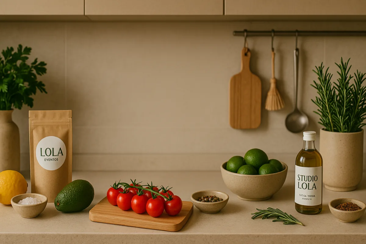 Ingredientes frescos en cocina Lola